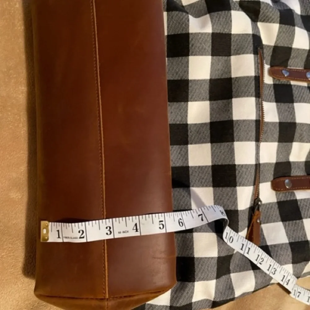 Checkered tote with leather trim including smaller bag - Picture 5 of 5